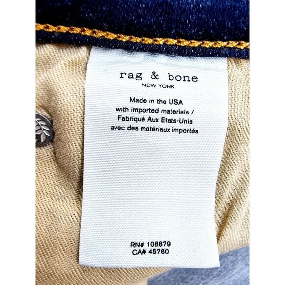 Rag Bone Size 24X25 Women Cate Mid Rise Ankle Skinny Blue Denim Carmen Jeans USA - Picture 14 of 14